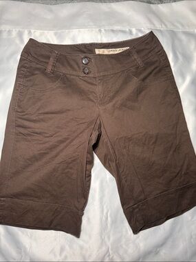 DKNY Brown Women’s Bermuda Shorts with Double Button Waist